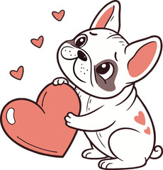 Valentine's French Bulldog with Heart
