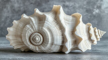 Obraz premium Elegant seashell on grey background, studio shot
