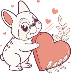 Valentine's French Bulldog with Heart