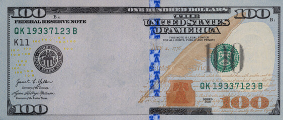 U.S. 100 dollar border with empty middle area