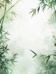 Obraz premium Watercolor illustration of tranquil bamboo forest with soft, misty background revealing natural beauty and serenity. Generative AI