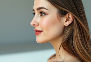 Obraz premium Female portrait in profile from the side