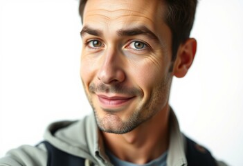 Obraz premium Half-length male portrait with calm facial expression