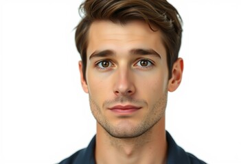 Obraz premium Photorealistic half-length male portrait on white background