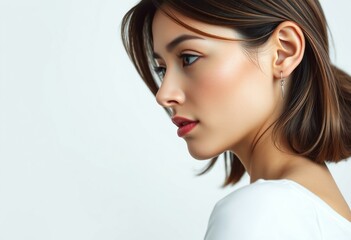 Fototapeta premium Female portrait in profile orientation from the side