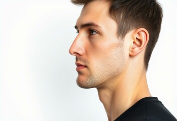 Photorealistic male portrait in profile