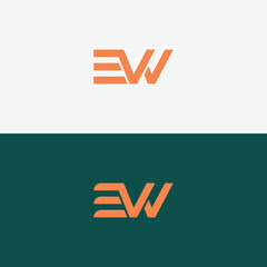 EW E W Letter Logo Design in Black Colors. Creative Modern Letters Vector Icon Logo Illustration.
