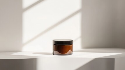 A single jar of body lotion isolated on a clean white surface, ideal for body care product marketing.