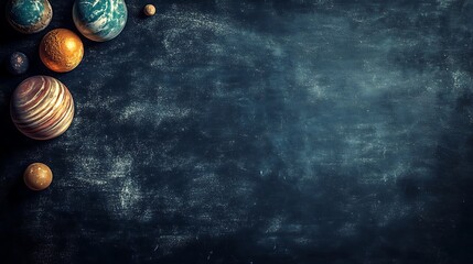 Classic Solar System Art on Dusty Blackboard