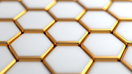 Abstract Background with Overlapping Hexagonal Shapes in Gold and White Design