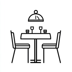 Restaurant table setting for two people. Icon for websites, ads, menus, brochures