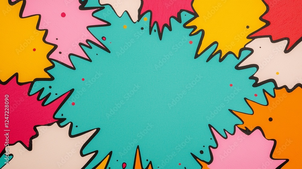 Poster dynamic pop art background with colorful explosive shapes and vibrant colors