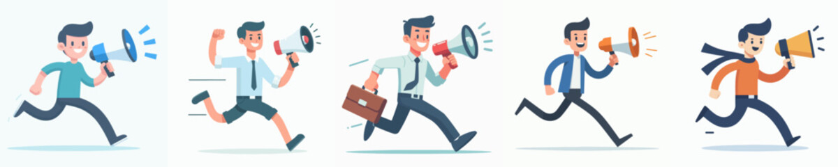 Fototapeta premium vector set of a person with a loudspeaker