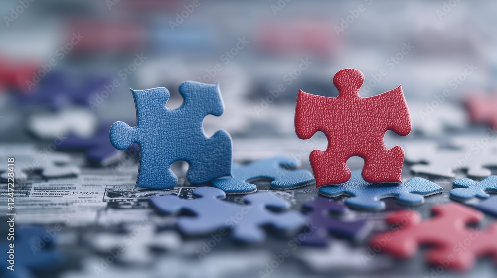 Poster serene puzzle pieces representing concepts of esg and collaborative efforts for change