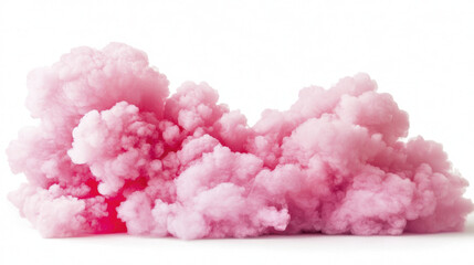 vibrant pink cloud of smoke billowing against white background, creating whimsical and dreamy atmosphere