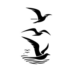 set vector silhouette fly bird