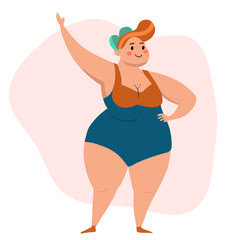 Beautiful woman bikini posing. Body positive and love your body