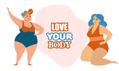 Beautiful women bikini posing. Body positive and love your body