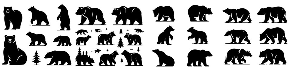 set vector silhouette bear