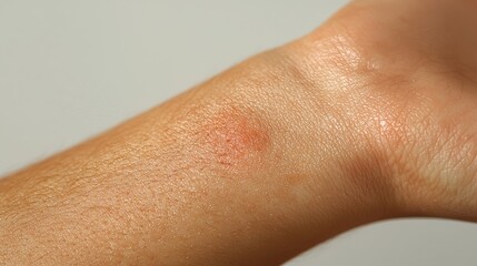 Fototapeta premium Close-Up of an Irritated Red Rash on a Human Skin Surface with Eczema Symptoms