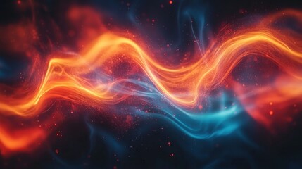 Obraz premium Fiery, icy waves flow; cosmic dust; dark background; design