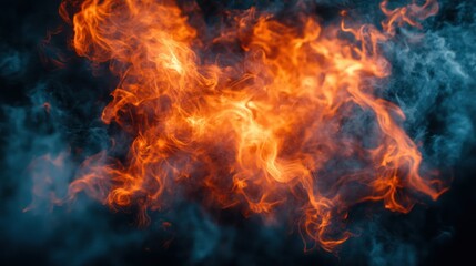 Fiery Inferno, Smoke, Dark Background, Abstract Texture, Design