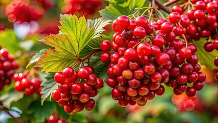 Vibrant Red Viburnum Berries - Close-up Landscape Photography