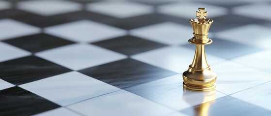 A single golden chess king piece stands on board