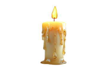 Lit candle shows wax drips