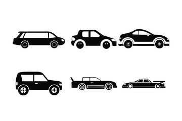 Fototapeta premium Simple Car Silhouette Collection Vector Illustration in Flat Design