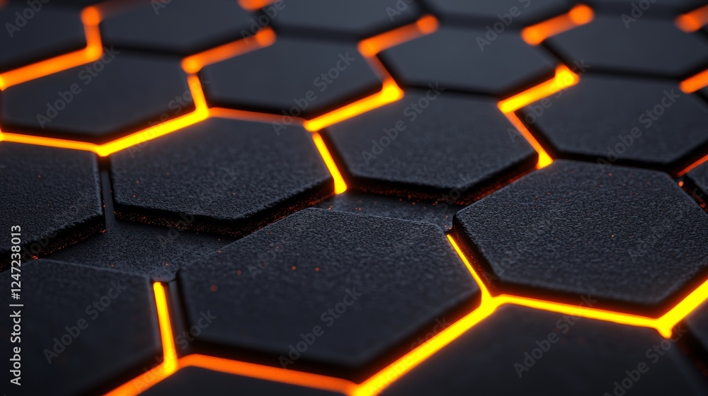 Poster glowing honeycomb pattern with dynamic light effects for creative backgrounds