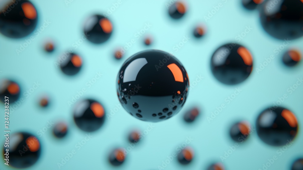 Aufkleber floating spheres with dynamic shadows and vibrant color in abstract artwork