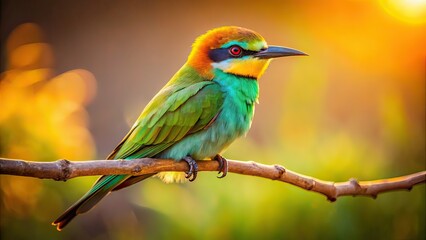 Fototapeta premium Vintage Green Bee-eater, Sitting, Photography, Retro, Nature