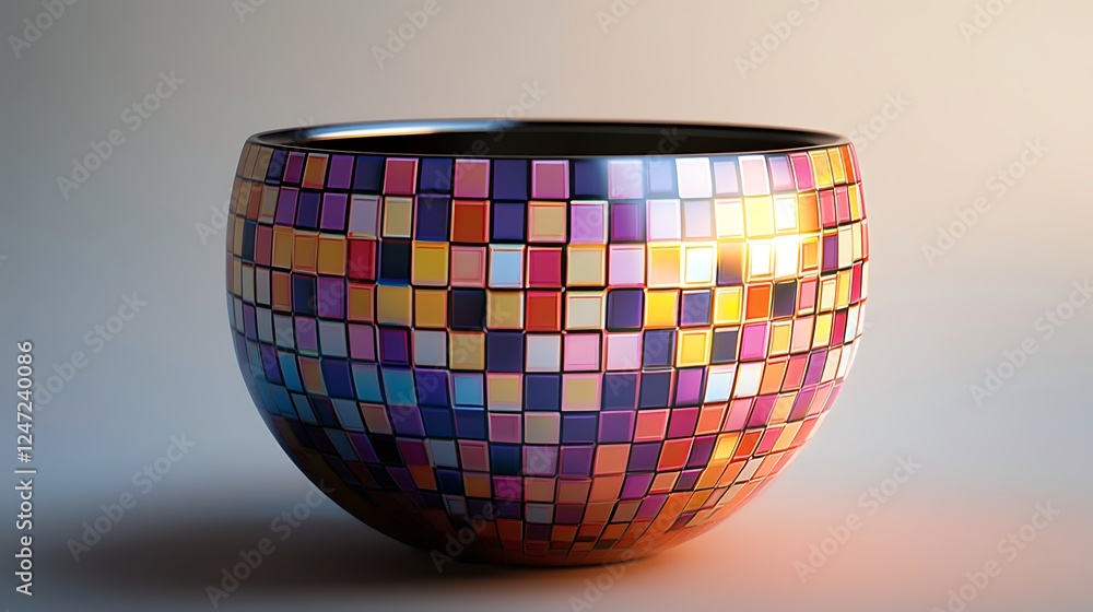 Aufkleber a pot with a pixelated pattern in contrasting colors for a digital look