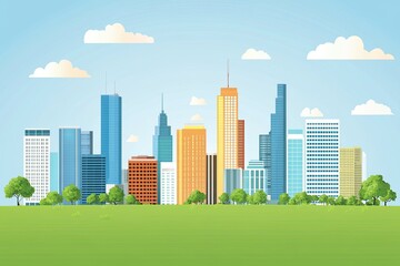 city landscape with clouds