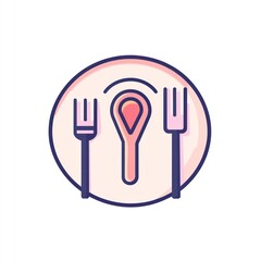 Utensils on plate. Food preparation, cooking, and dining. Restaurant icon