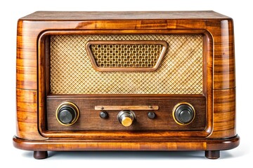Vintage Radio Antique Isolated White Background AI Photo