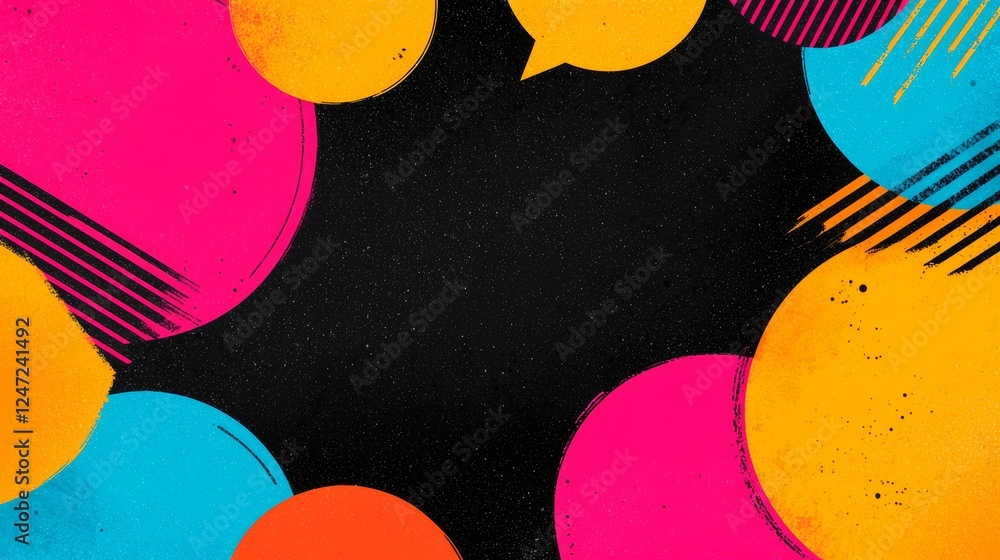 Aufkleber vibrant pop art background with colorful speech bubbles and dynamic explosion design