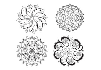 set of vector floral elements mandala bundle