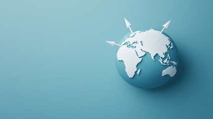 Fototapeta premium Global Design Concept with Sharp Arrows Pointing Towards Earth on Blue Background