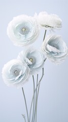 Light blue Ranunculus, trendy minimal background