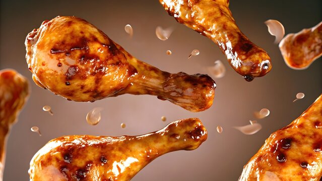 Set of roasted grilled bbq chicken drumsticks with