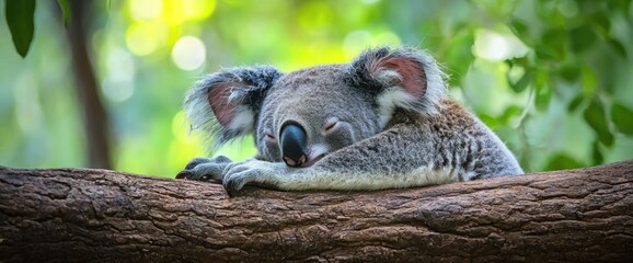 Obraz premium Koala cuddling its mother on a tree branch