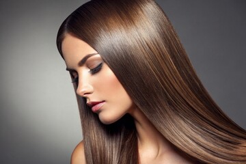 Fototapeta premium Elegant Bridal Updo Hairstyle with Smooth Brown Hair