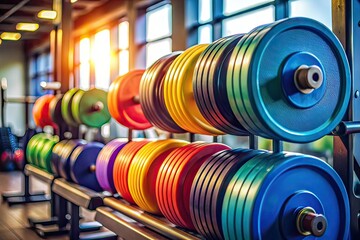 Weight Discs on Vertical Stand - High Depth of Field Gym Photo