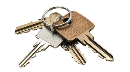 Unlocking security key set on isolated on transparent background