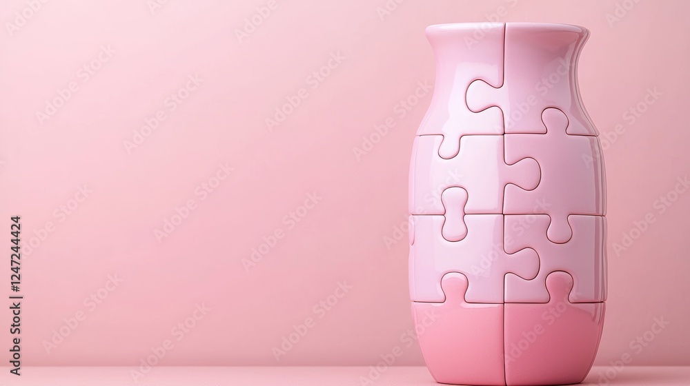 Poster creative design emphasizing esg values with puzzle pieces and pink color theme