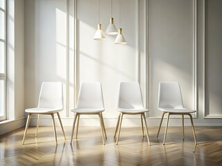 Obraz premium White Chairs Fashion Photography, Modern Minimalist, Chic Interior, Stylish Chairs, White Furniture, Luxury Photography