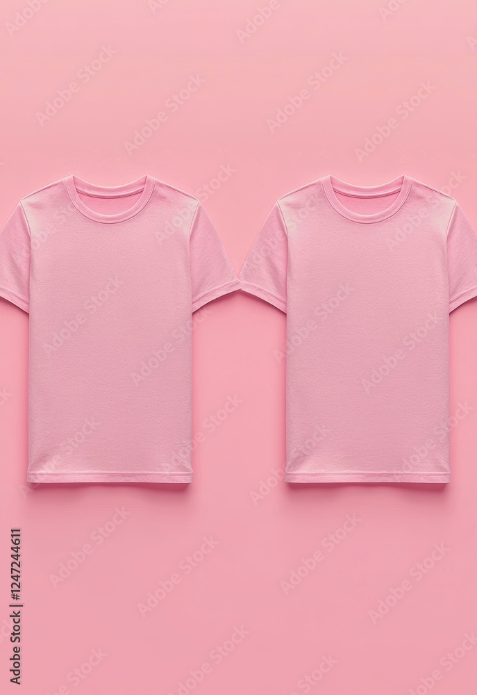 Poster pink blank t-shirts front and back view for 3d mockup display and design purpose