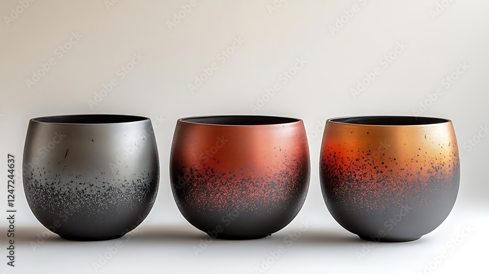 Aufkleber a pot with an ombre finish transitioning from matte to metallic surfaces